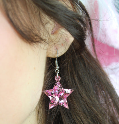 Pink Stellar Confetti Star Earrings