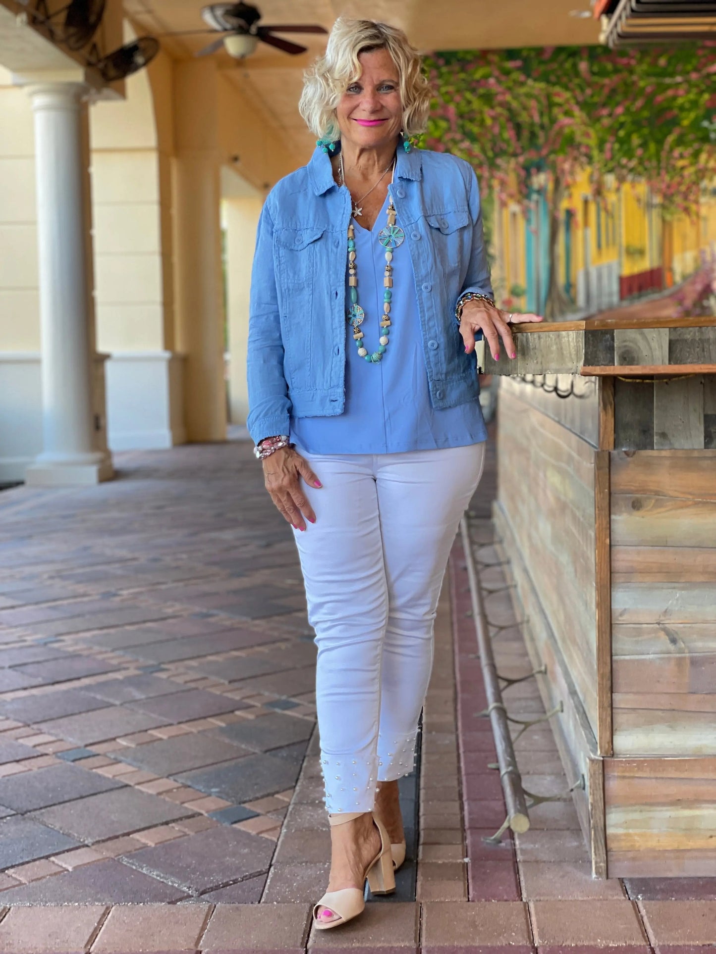LULU B  NEW BLU LINEN JACKET