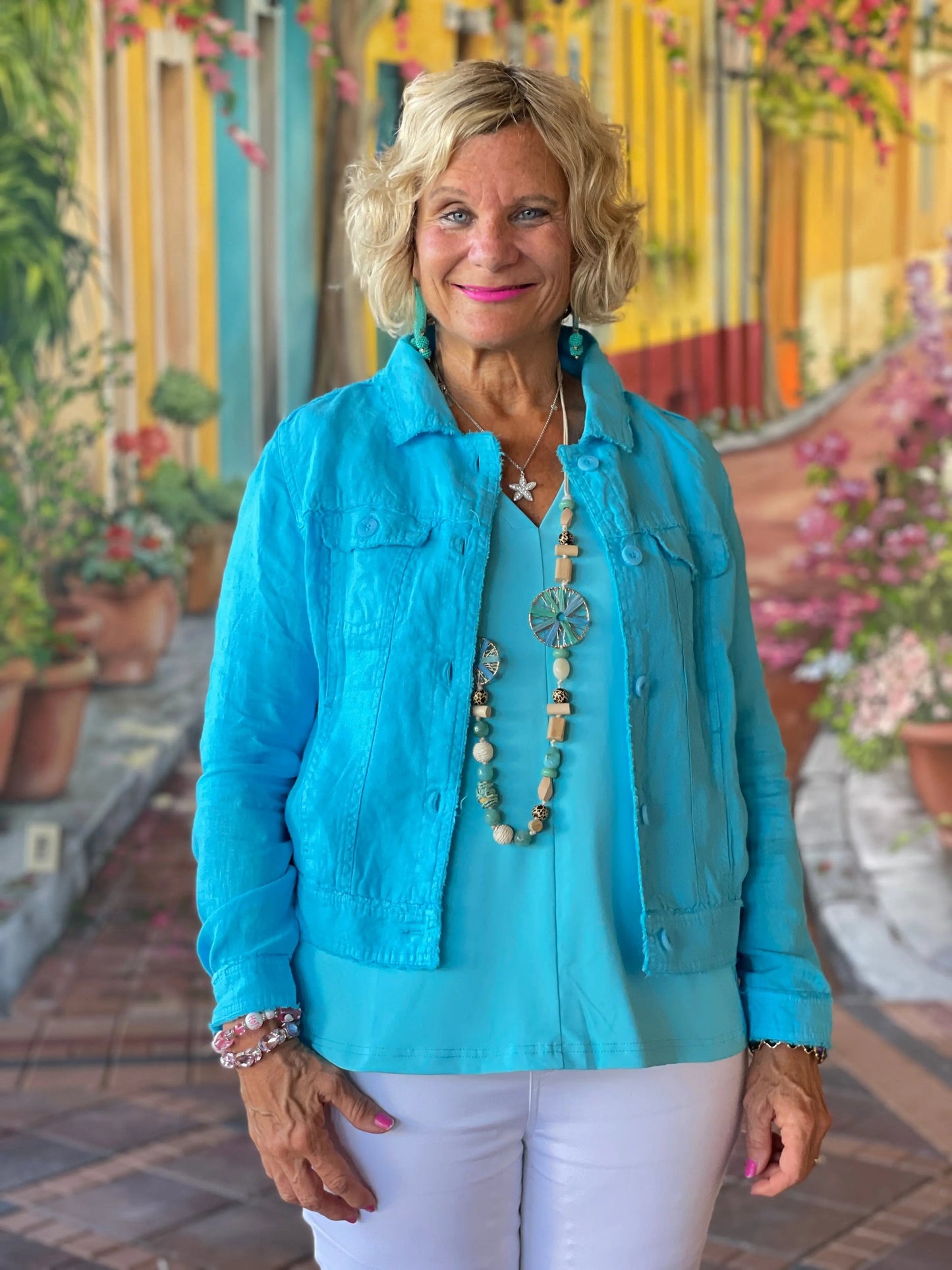 LULU B  AQUA LINEN JACKET