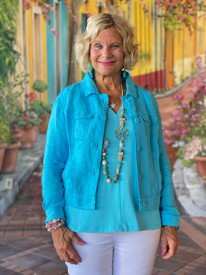 LULU B  AQUA LINEN JACKET