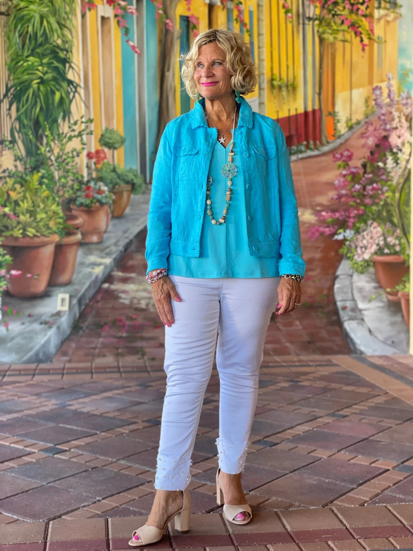 LULU B  AQUA LINEN JACKET