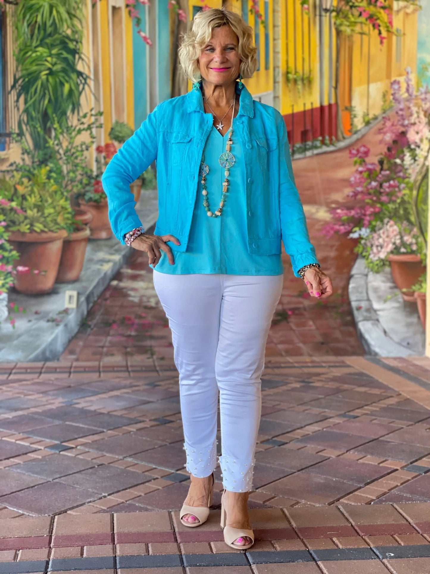 LULU B  AQUA LINEN JACKET