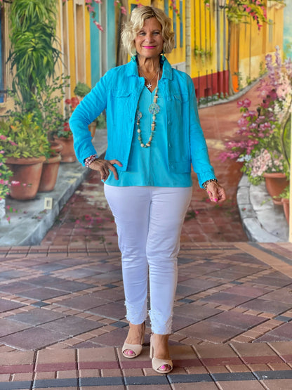 LULU B  AQUA LINEN JACKET