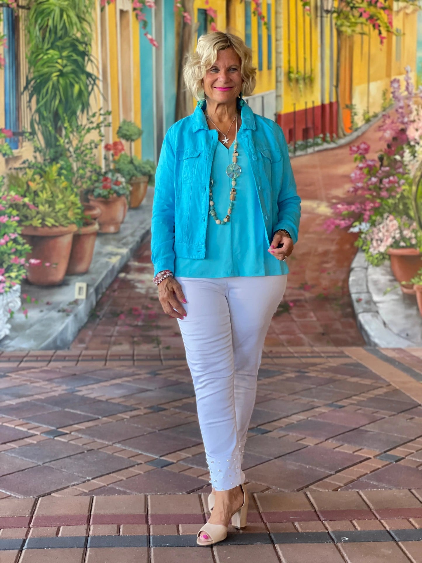 LULU B  AQUA LINEN JACKET