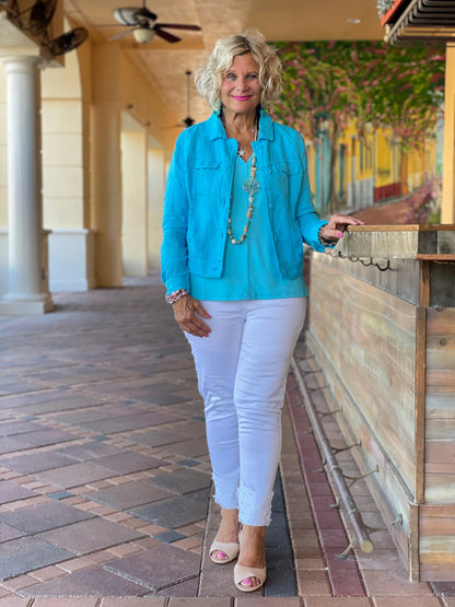 LULU B  AQUA LINEN JACKET