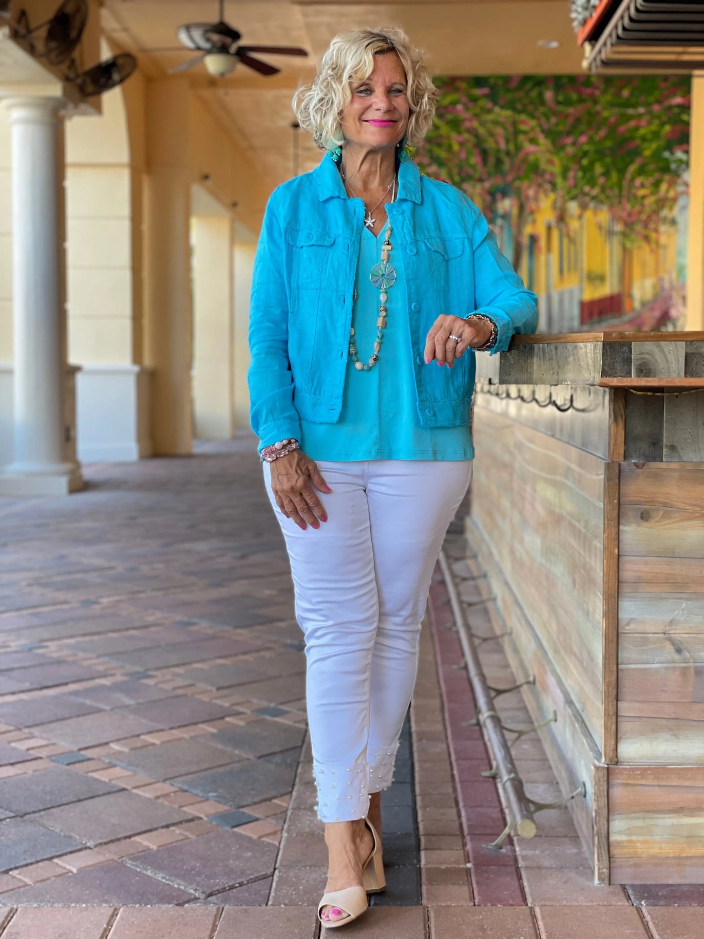LULU B  AQUA LINEN JACKET