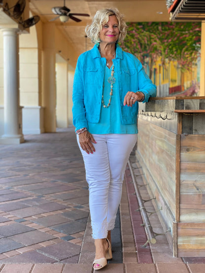 LULU B  AQUA LINEN JACKET