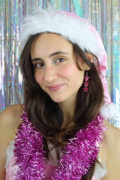 Pink Glitter Star Trio Earrings