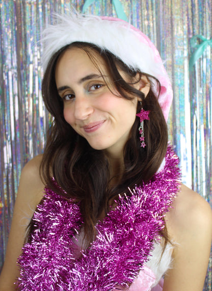 Pink Glitter Shooting Star Earrings