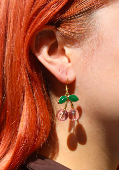 Pink Perfection Cherry Earrings