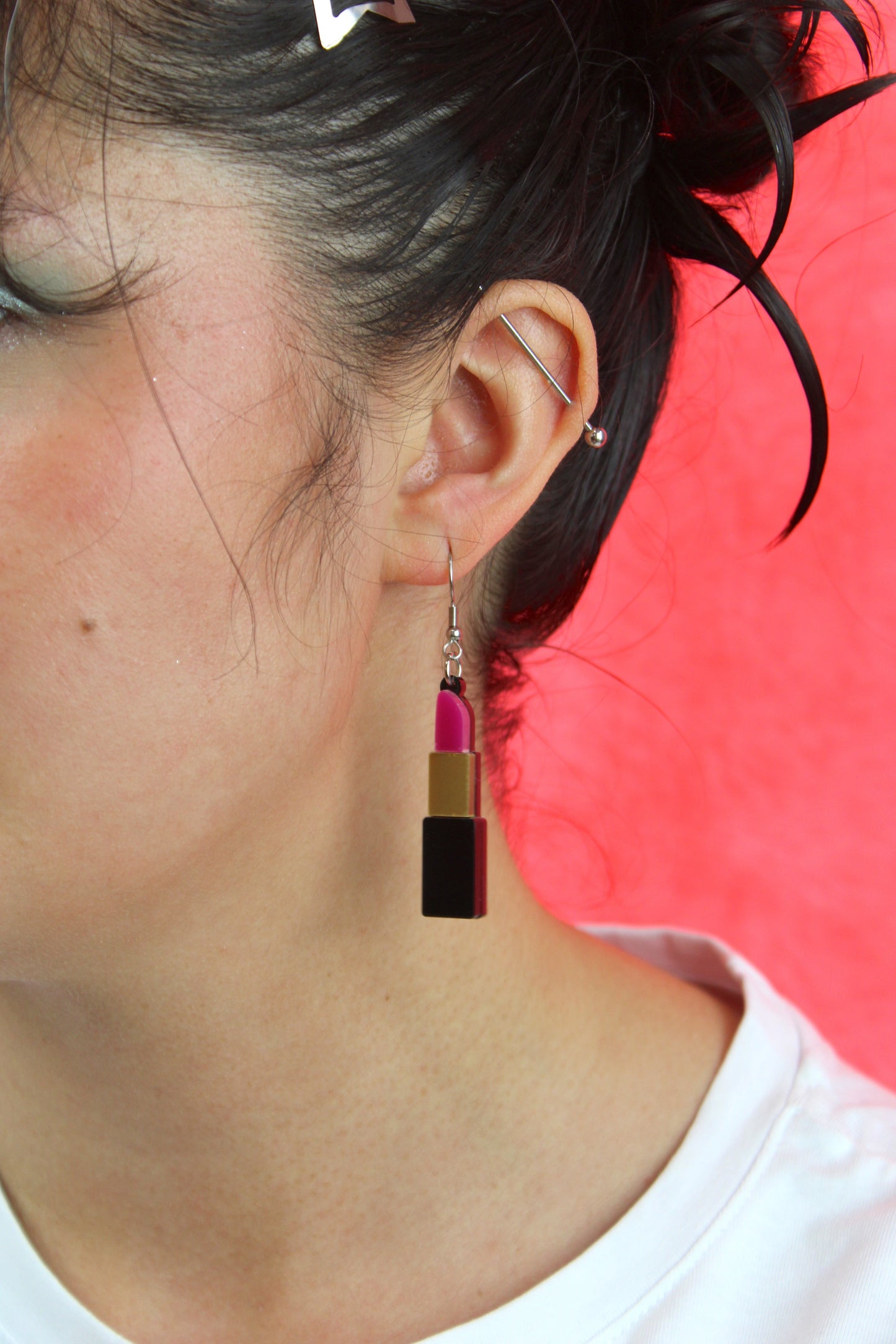 Pink Lipstick Earrings