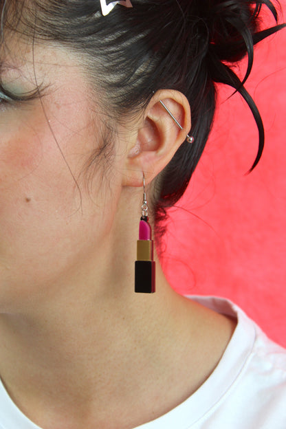 Pink Lipstick Earrings