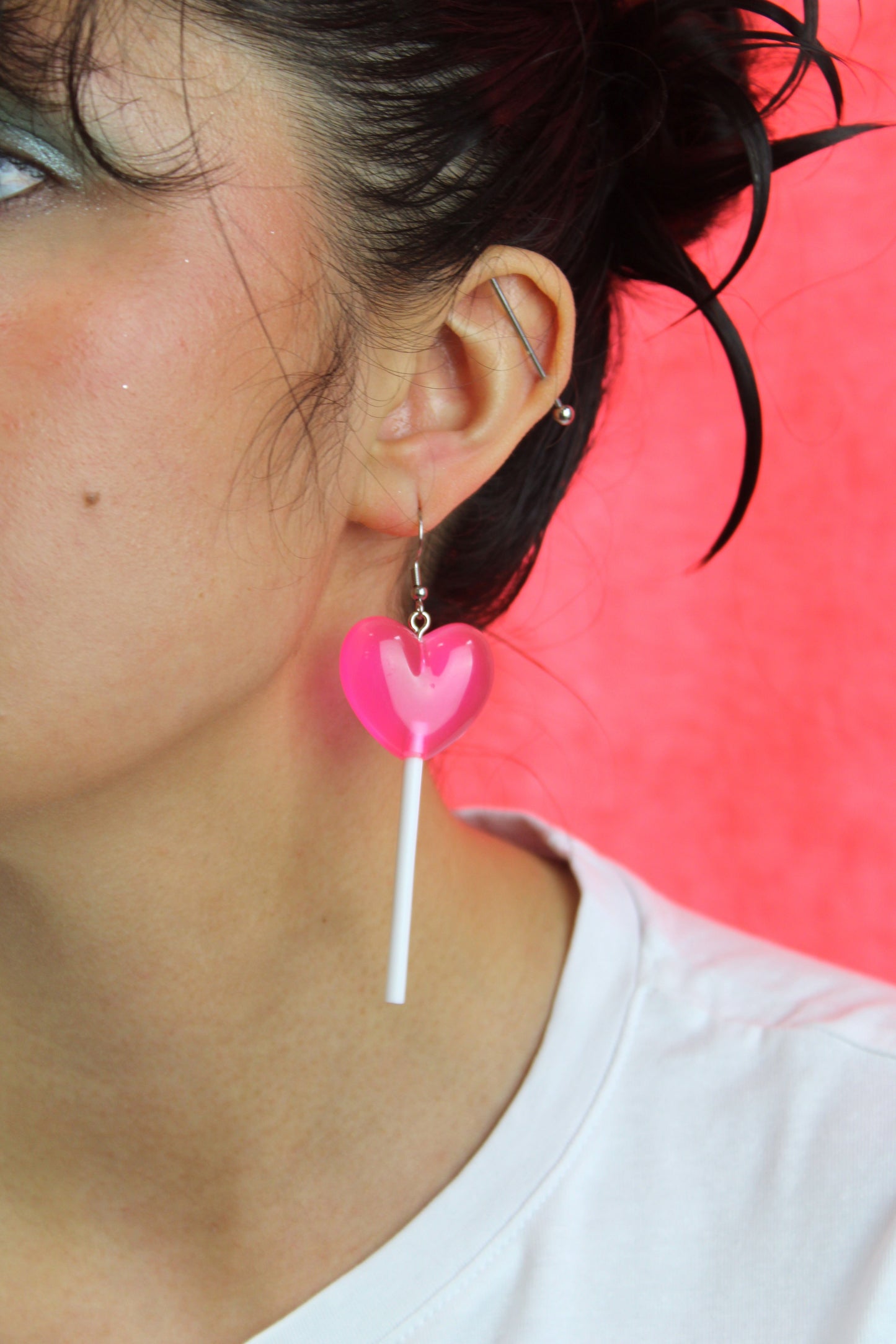Pink Heart Lollipop Earrings