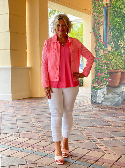LULU B  CORAL  LINEN JACKET