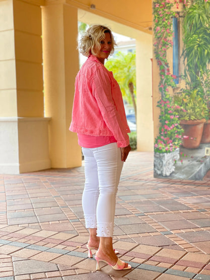 LULU B  CORAL  LINEN JACKET