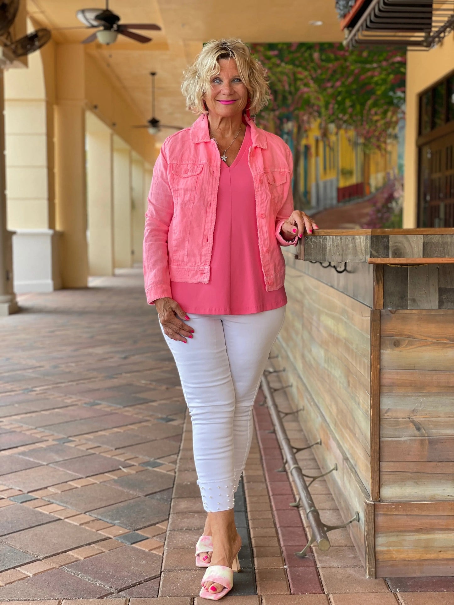 LULU B  CORAL  LINEN JACKET