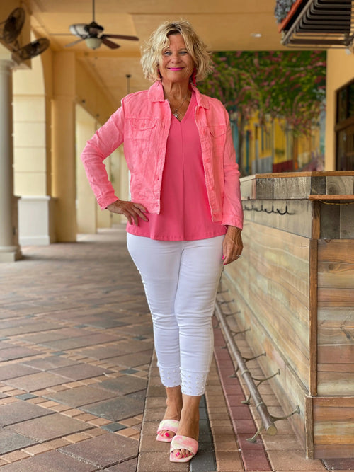 LULU B  CORAL  LINEN JACKET