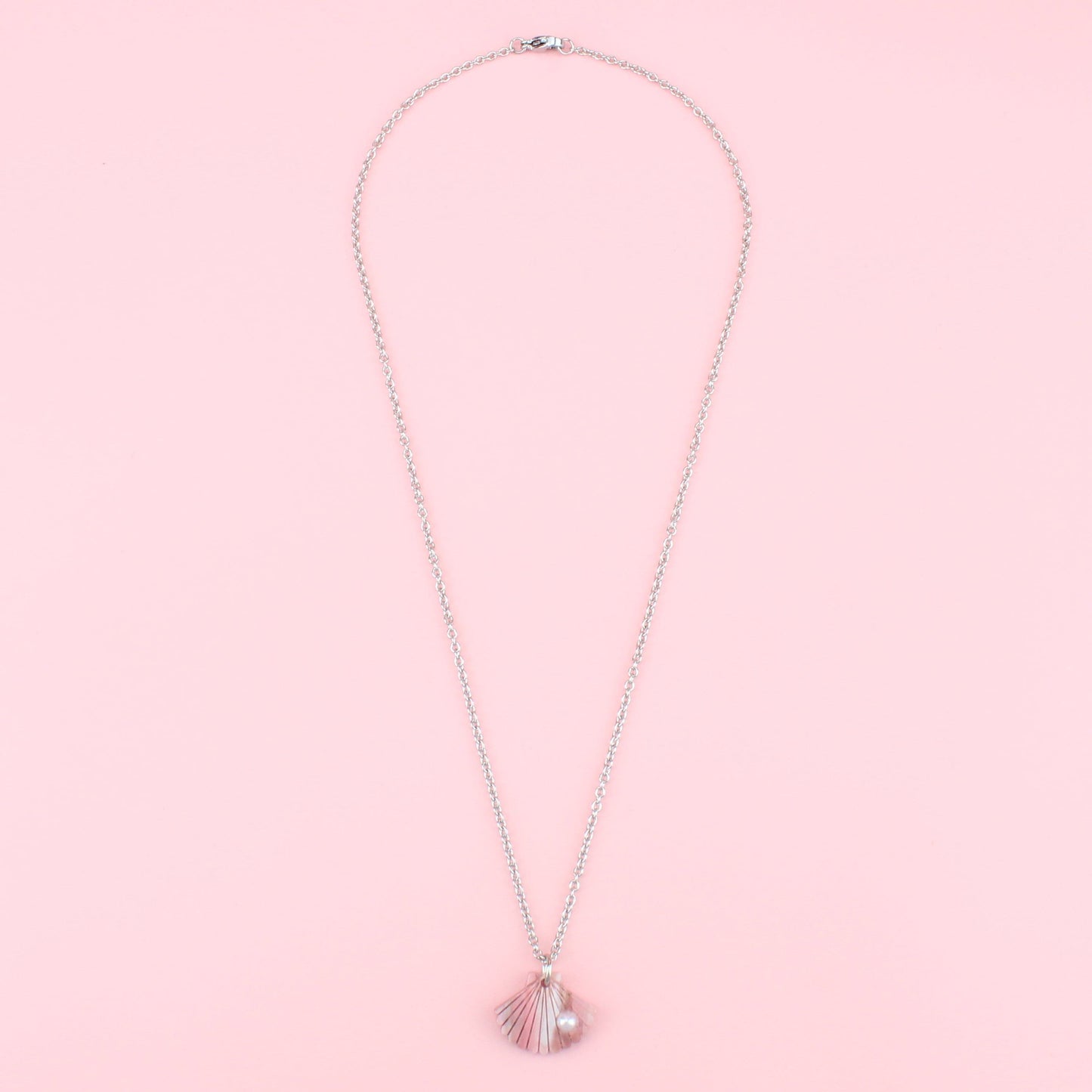 Pink Marble Shell Pendant Necklace
