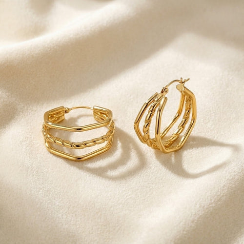 ALB Custom Gold Triple Hoop Earrings