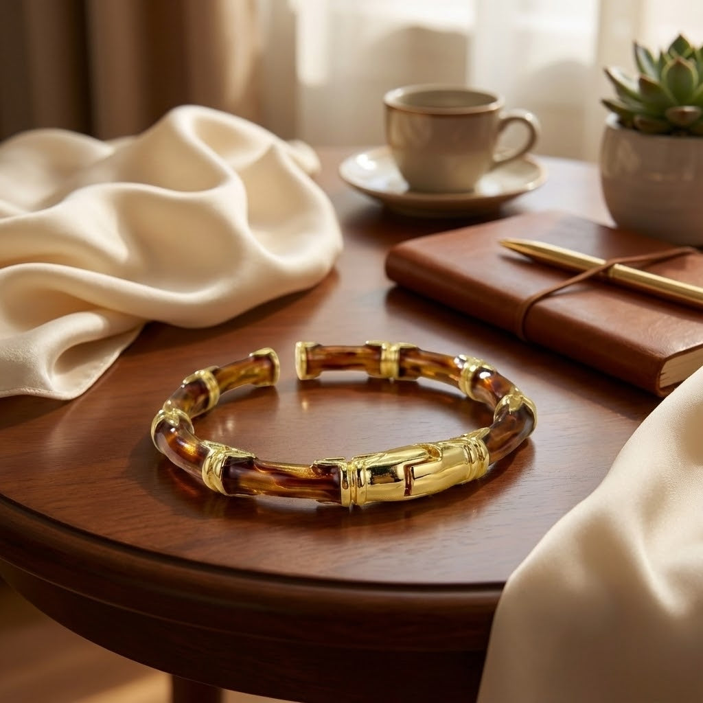 ALB Custom Bamboo-Style Hinged Bangle Bracelet