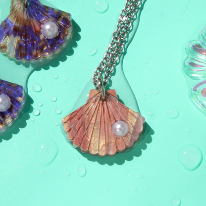 Pink Marble Shell Pendant Necklace