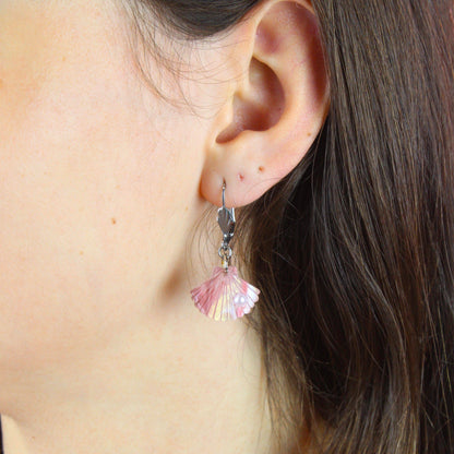 Pink Marble Shell Earrings
