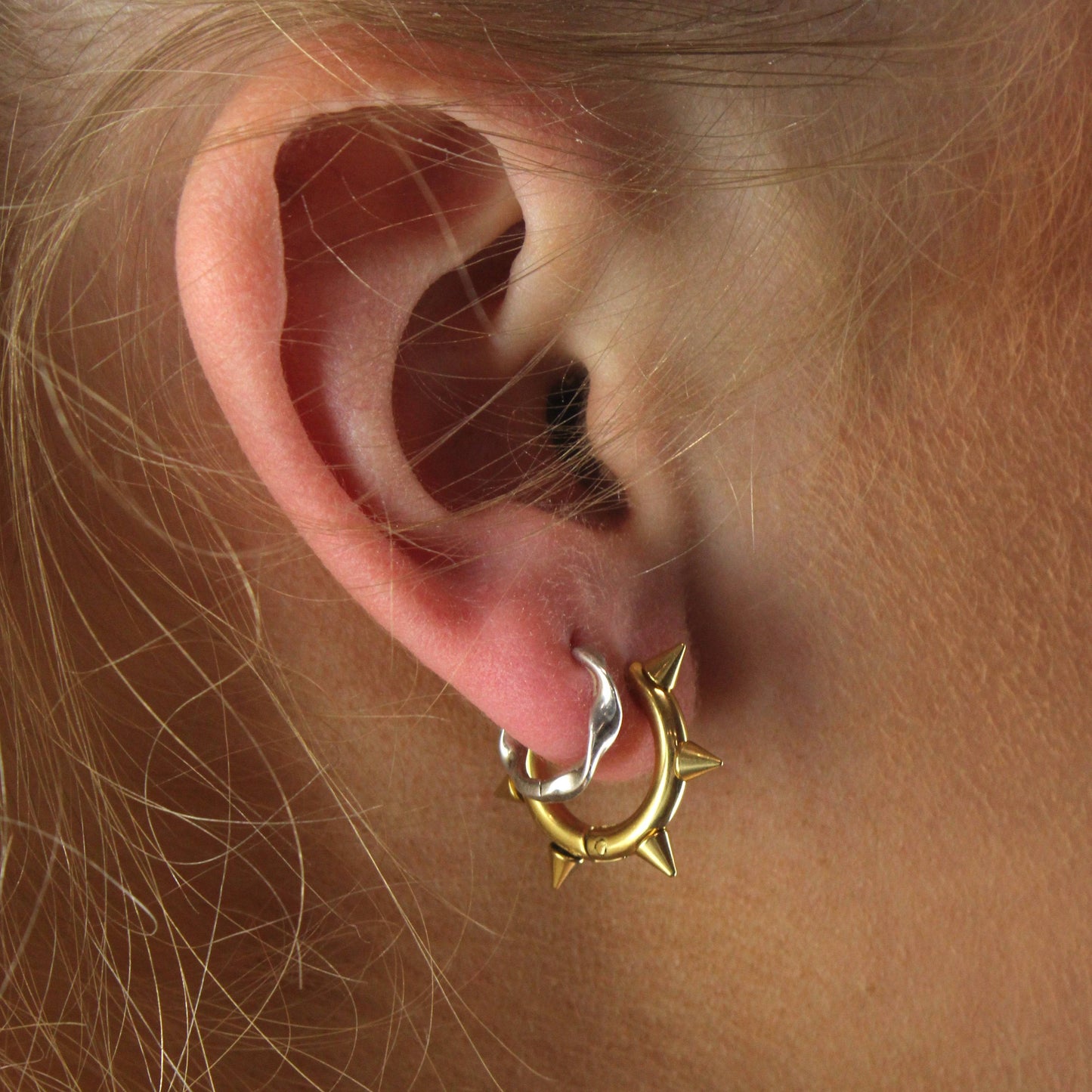Punk-fection Spike Huggie Hoop Earrings (Gold Plated)