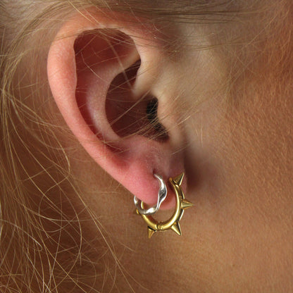Punk-fection Spike Huggie Hoop Earrings (Gold Plated)