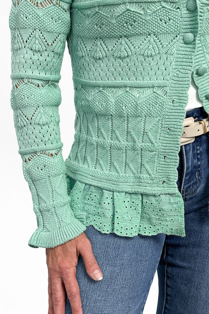 Women's Button Down Textured Knit Cardigan by Ava Lane