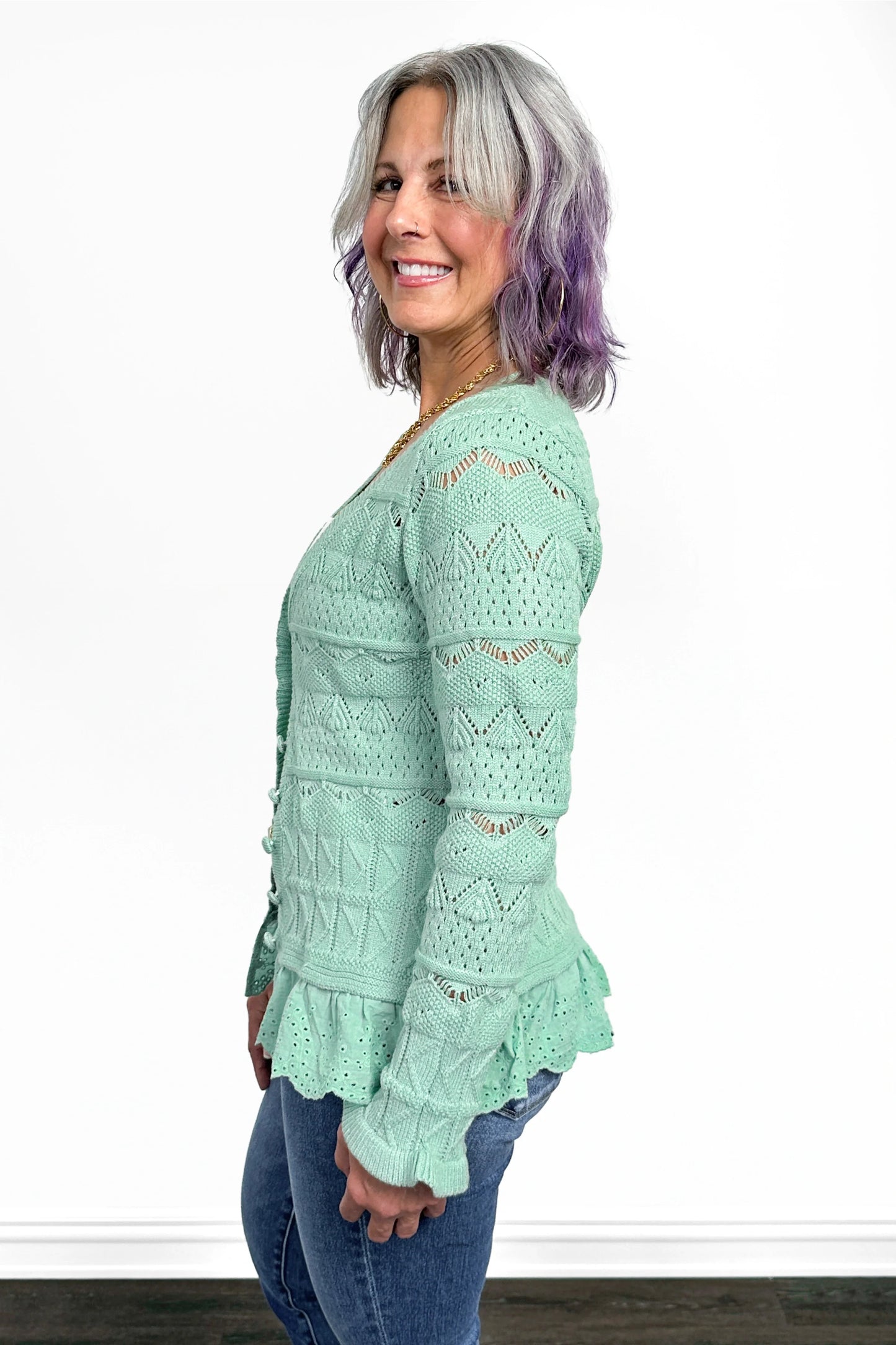 Women's Button Down Textured Knit Cardigan by Ava Lane