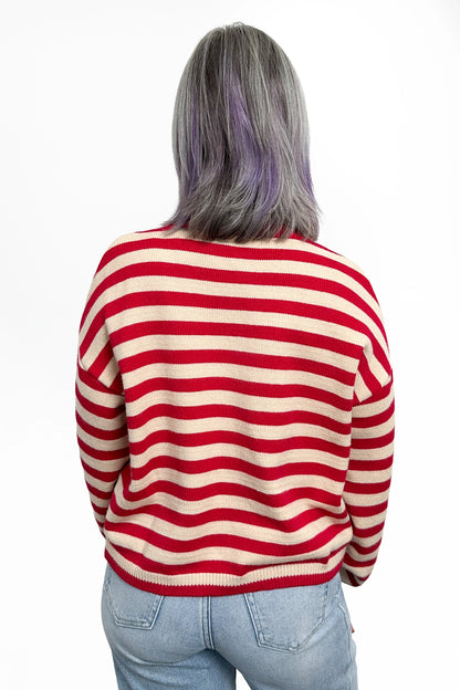 Women's Button Front Striped Cardigan by Ava Lane