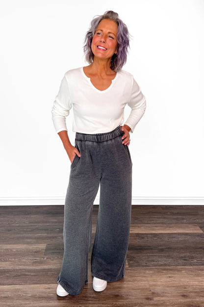 ALB Custom Women's Solid Dark Gray Wide Leg Pants - Two Inseams