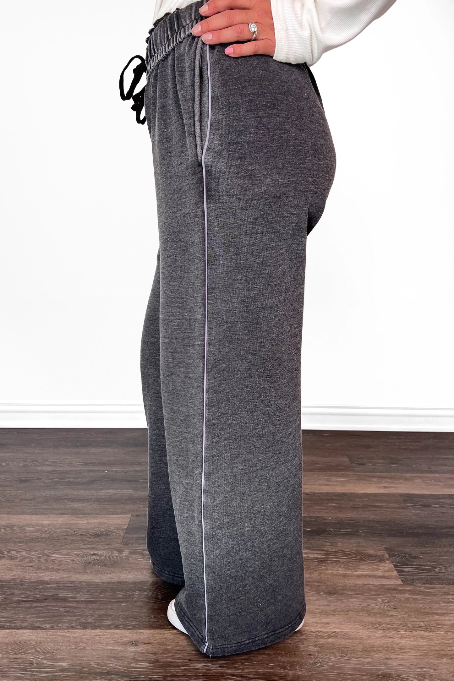 ALB Custom Women's Solid Dark Gray Wide Leg Pants - Two Inseams