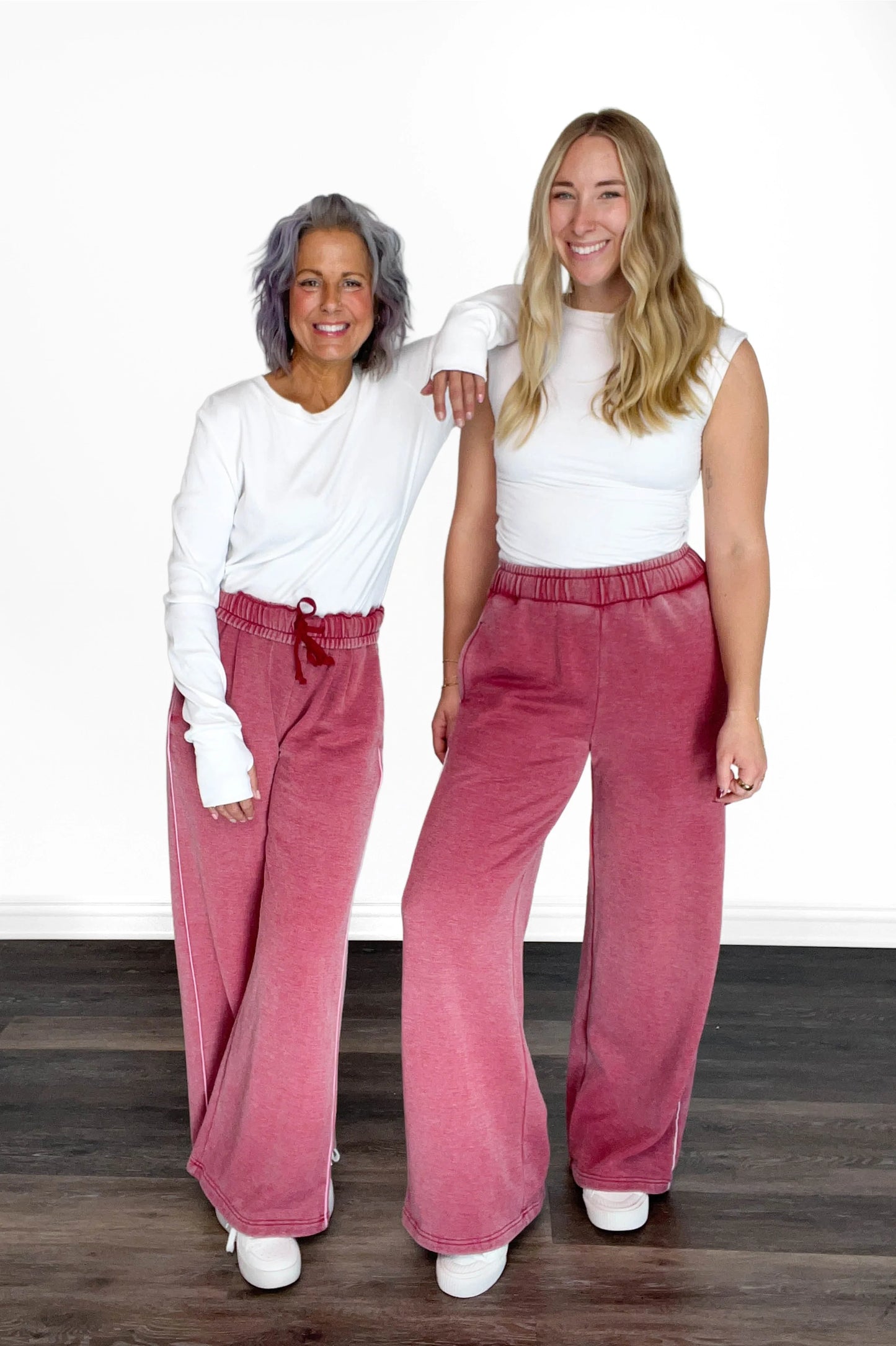 ALB Custom Women's Solid Wine Wide Leg Pants - Two Inseams