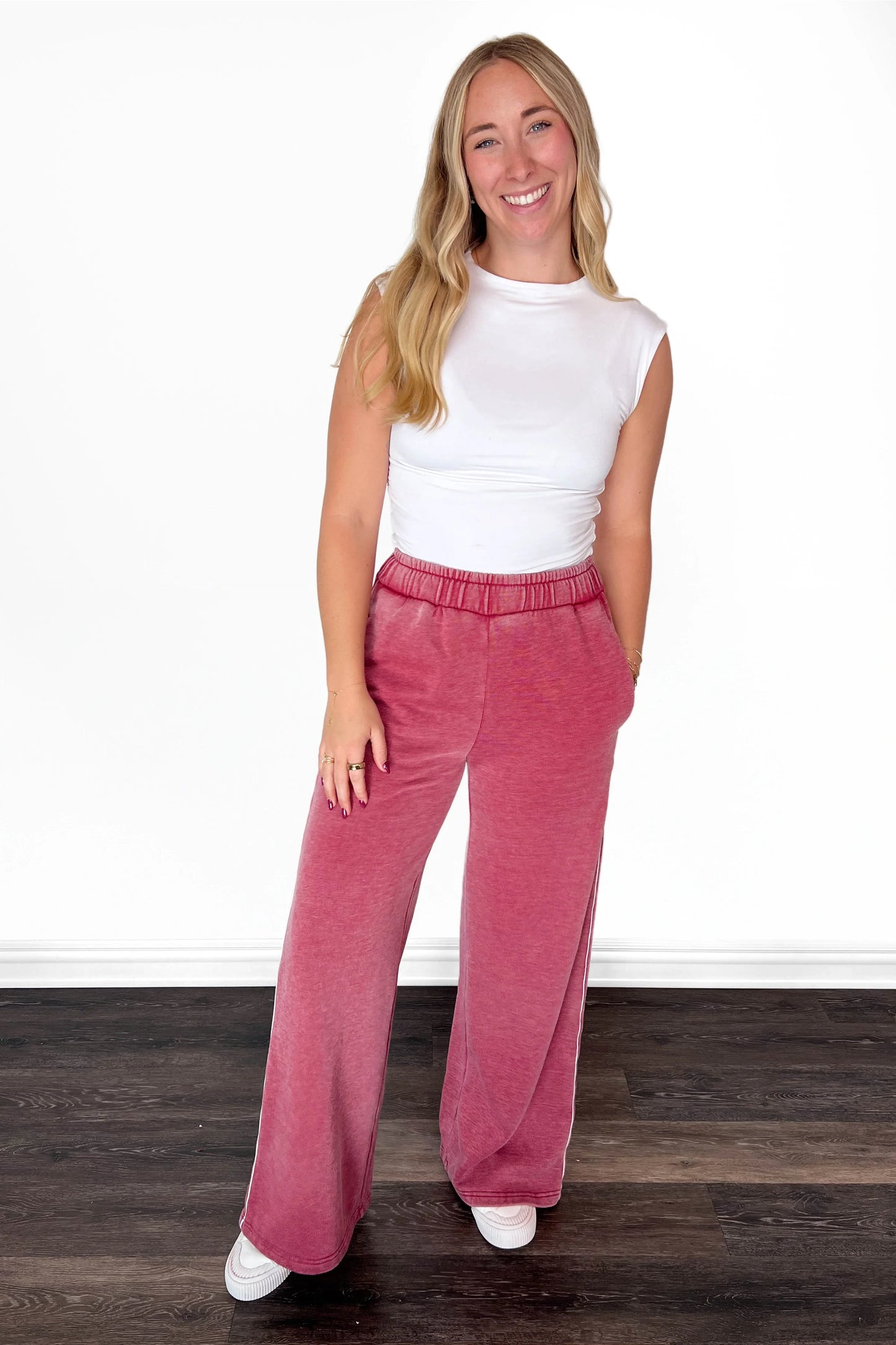ALB Custom Women's Solid Wine Wide Leg Pants - Two Inseams