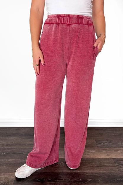 ALB Custom Women's Solid Wine Wide Leg Pants - Two Inseams