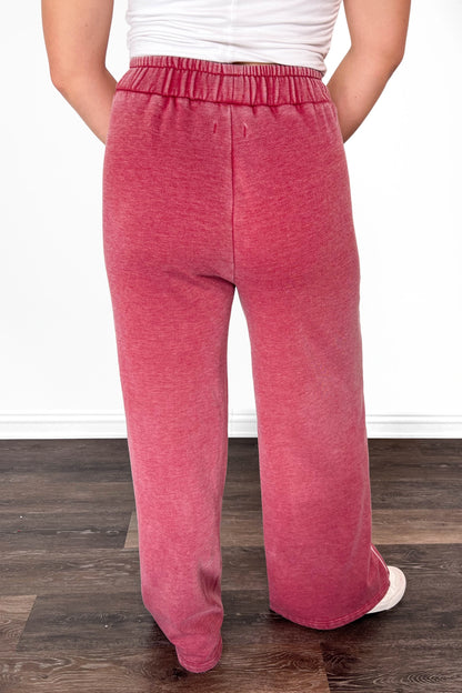 ALB Custom Women's Solid Wine Wide Leg Pants - Two Inseams