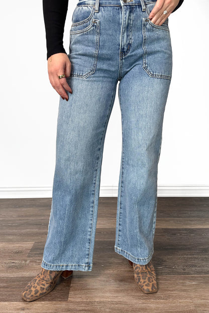 The Scout High-Rise Tummy Control Double Pocket Wide Leg Denim