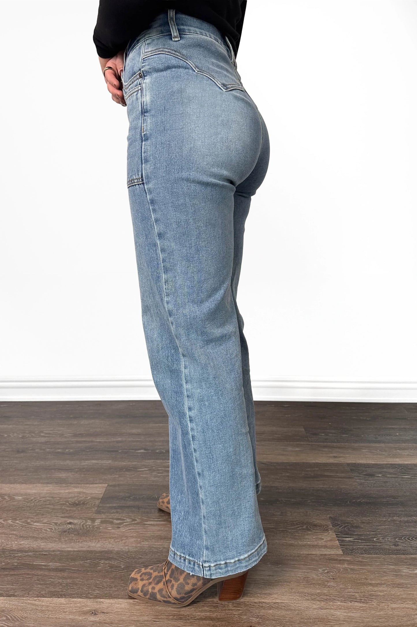 The Scout High-Rise Tummy Control Double Pocket Wide Leg Denim