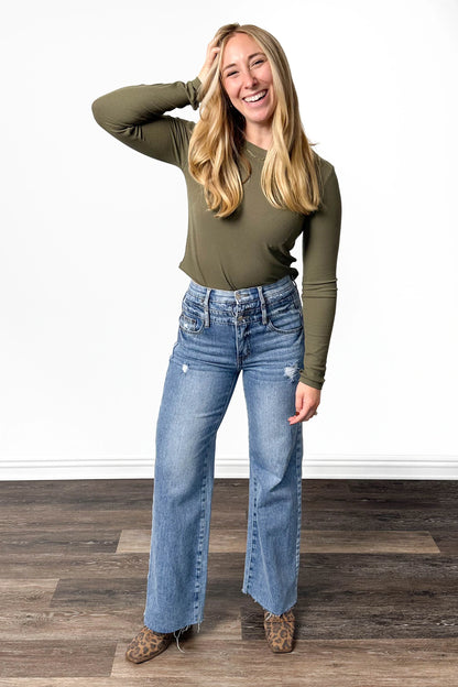 The Diane High-Rise Tummy Control Double Waist Wide Leg Denim