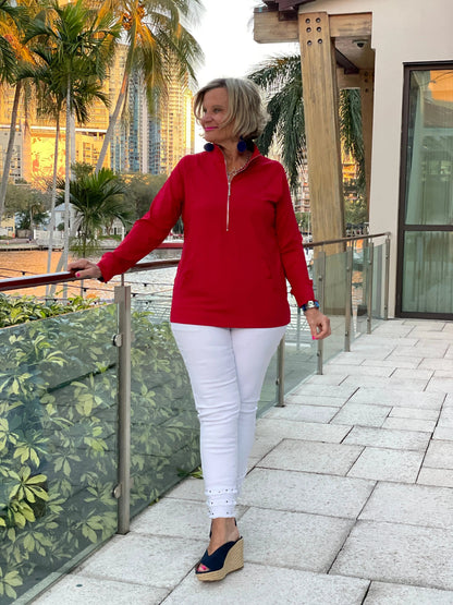 LULU-B KANGAROO RED HALF ZIPPER