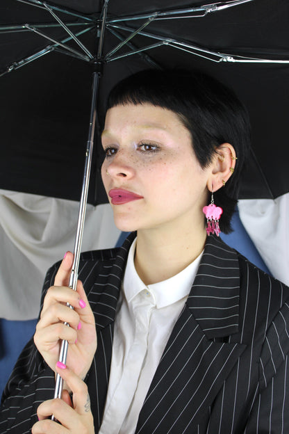 Pink Glitter Acid Lightning Earrings