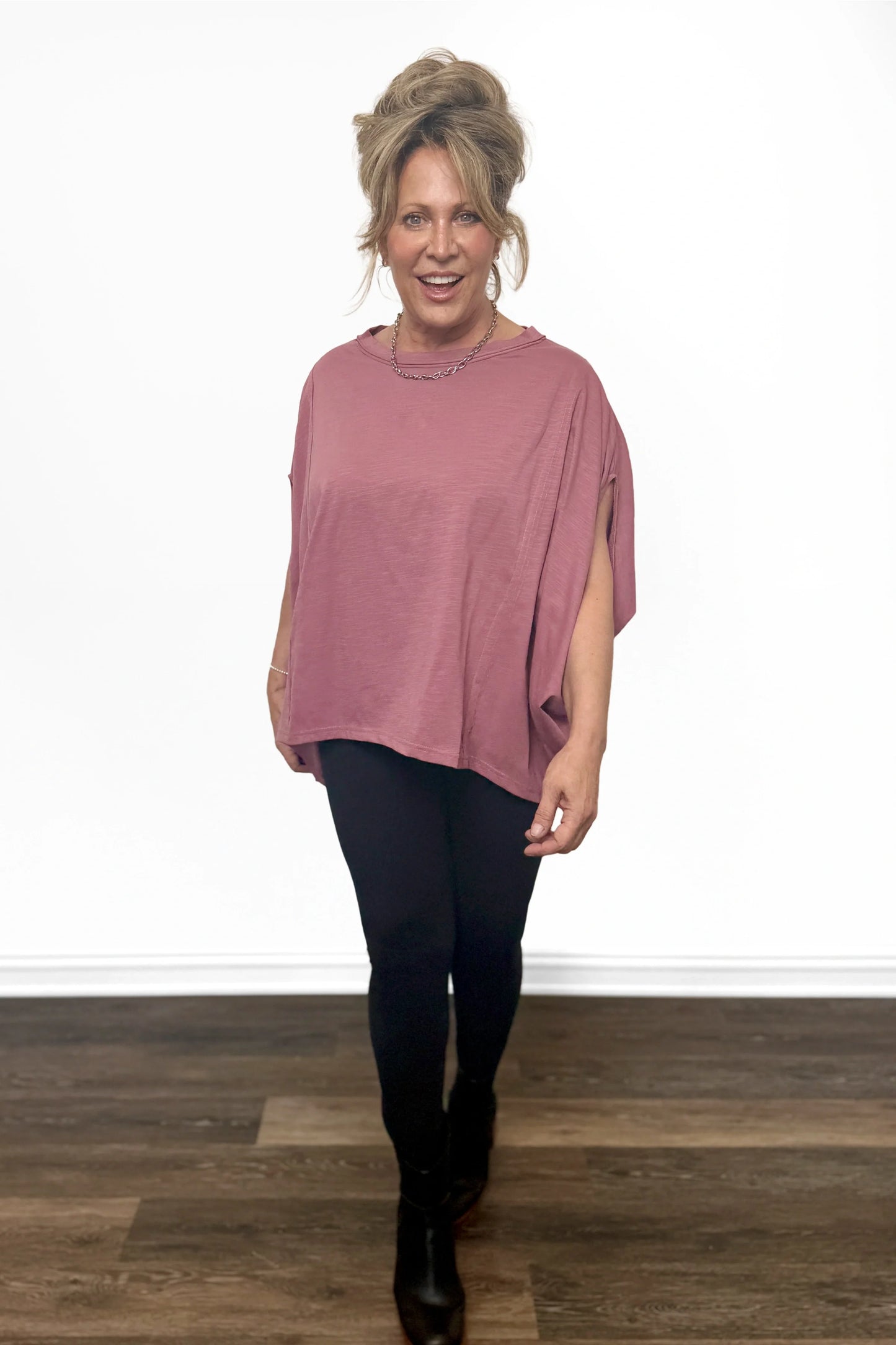 Oversized Hi-Lo Short Sleeve Top