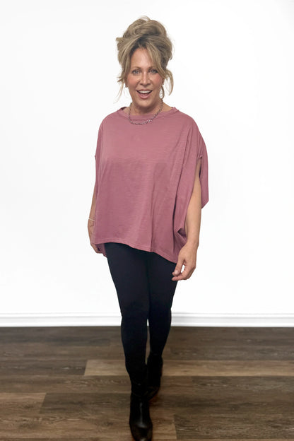 Oversized Hi-Lo Short Sleeve Top