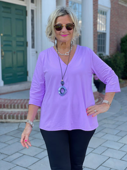 LULU-B LILAC TAILORED V SLEEVE TOP