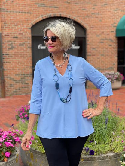 LULU-B POWDER PERRI TAILORED V SLEEVE TOP