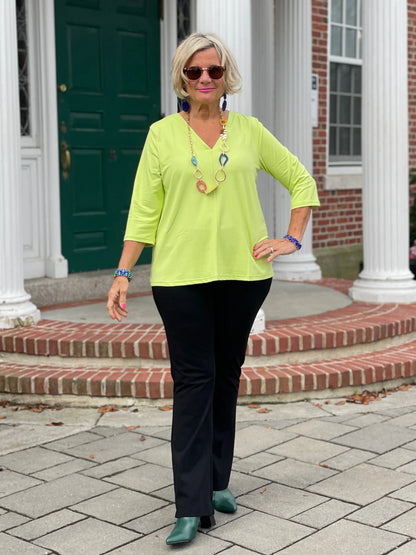 LULU-B LIME TAILORED V TOP