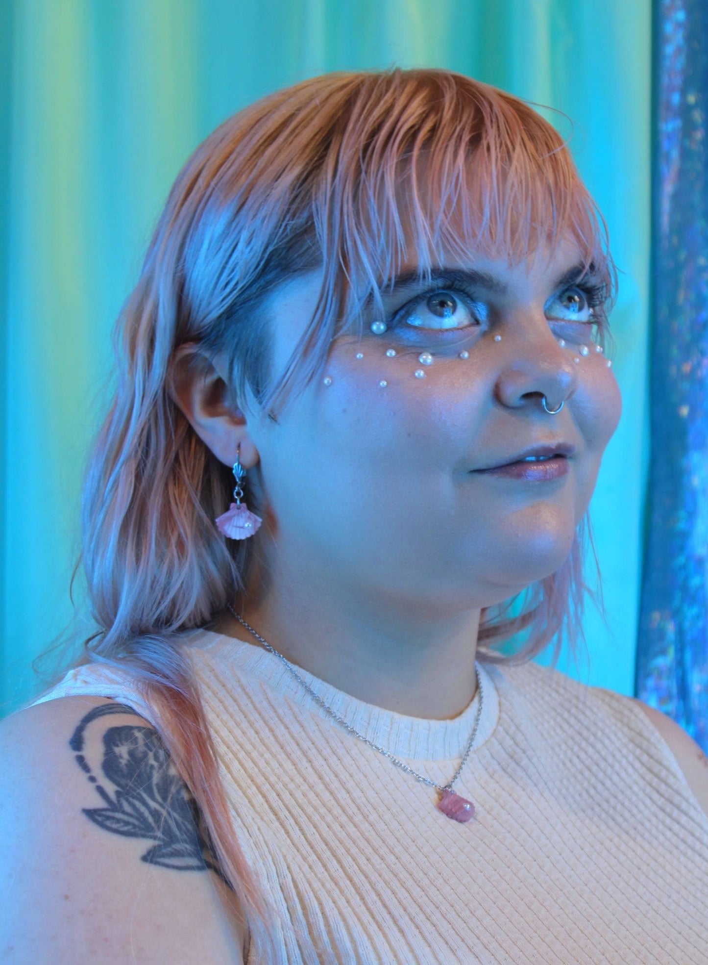 Pink Marble Shell Pendant Necklace