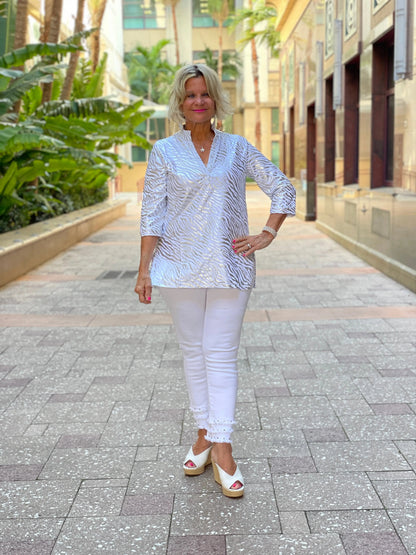 LULU-B LEME WHITE SILVER TUNIC