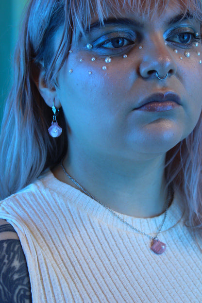 Pink Marble Shell Pendant Necklace